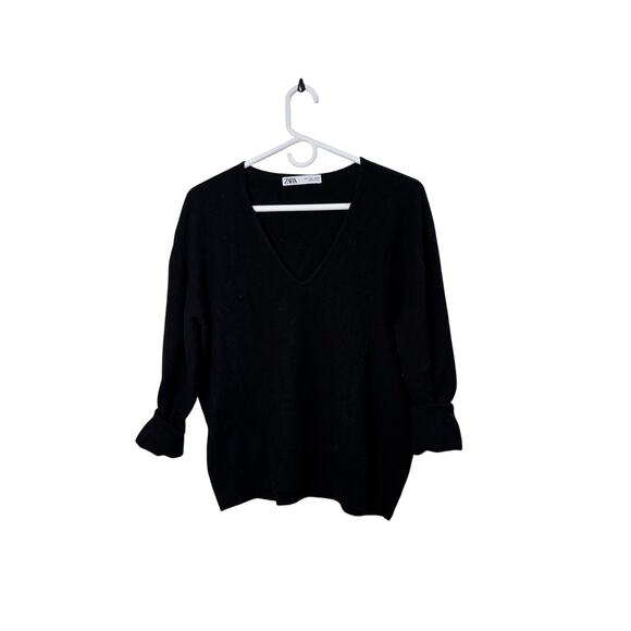 Black Zara V neck sweater size L - Picture 1 of 4